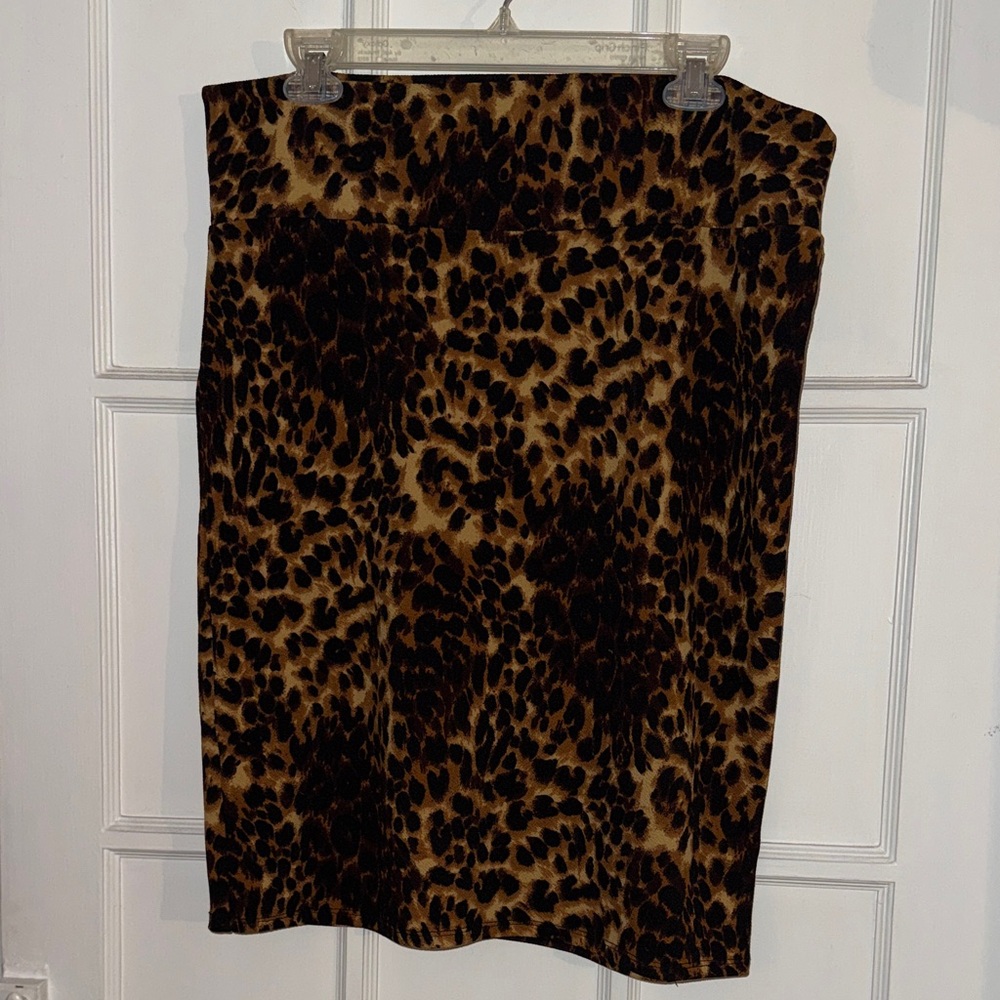 Lularoe Leopard Print Stretch Pencil Skirt XL